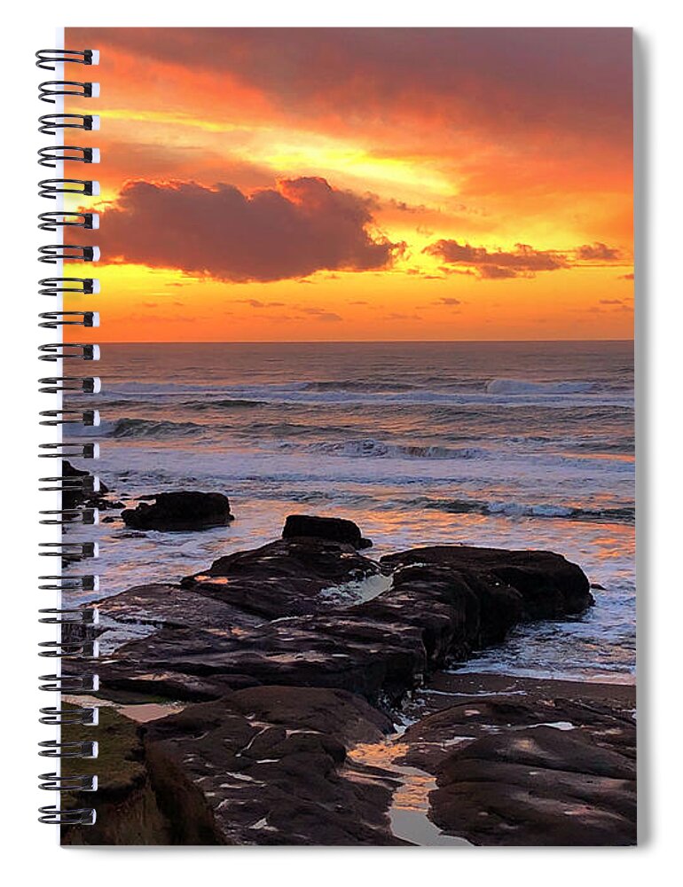Winter Spiral Notebook featuring the painting Golden Hour Low Tide by Jeanette French