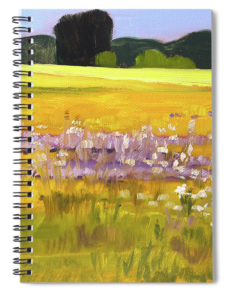 Golden Field Spiral Notebook featuring the painting Golden Summer by Nancy Merkle