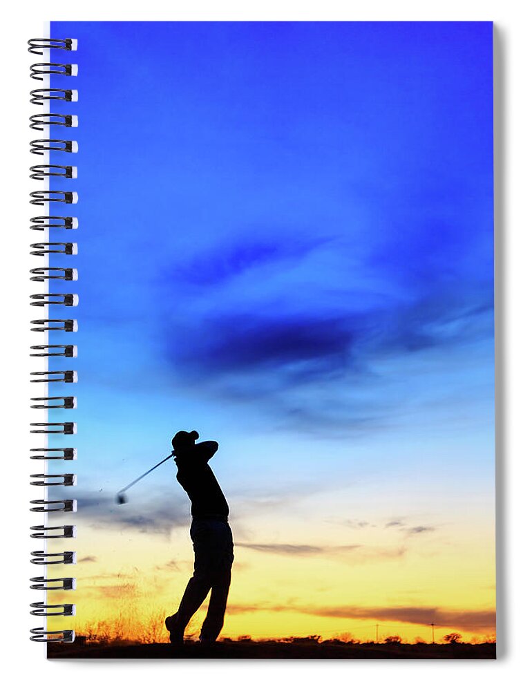 People Spiral Notebook featuring the photograph Golfing Under The Sunset by Wild Horse Photography