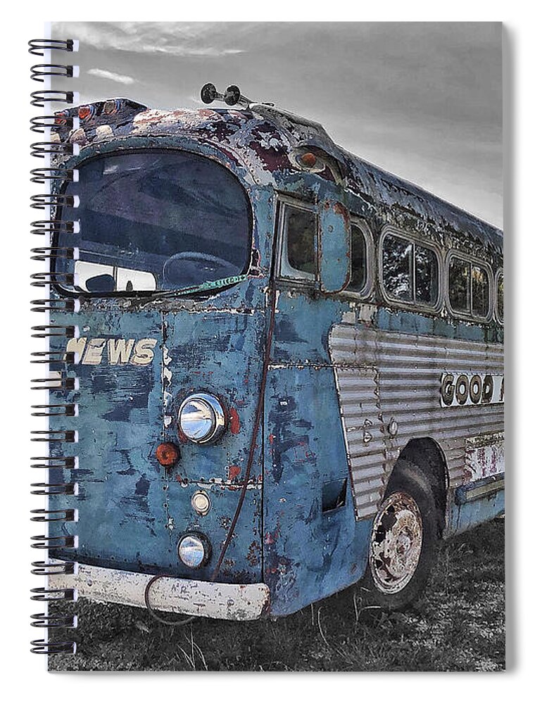 Bus Spiral Notebook featuring the photograph Good News Still Travels by Andrea Platt