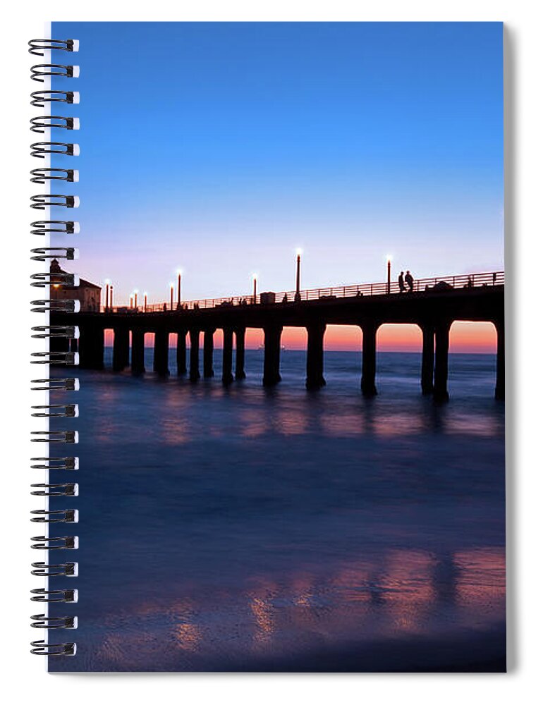 Manhattan Beach Spiral Notebook featuring the photograph Gorgeous Nightfall In Manhattan Beach by Ekash