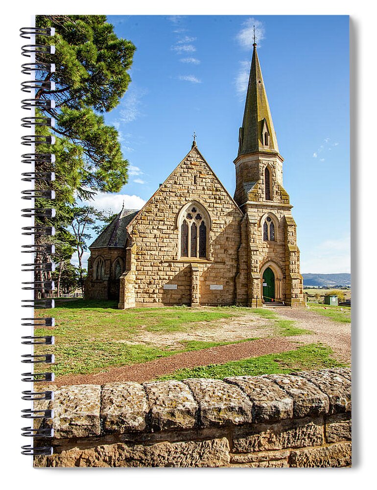 Tranquility Spiral Notebook featuring the photograph Gothic Style Church At Ross. Tasmania by John White Photos