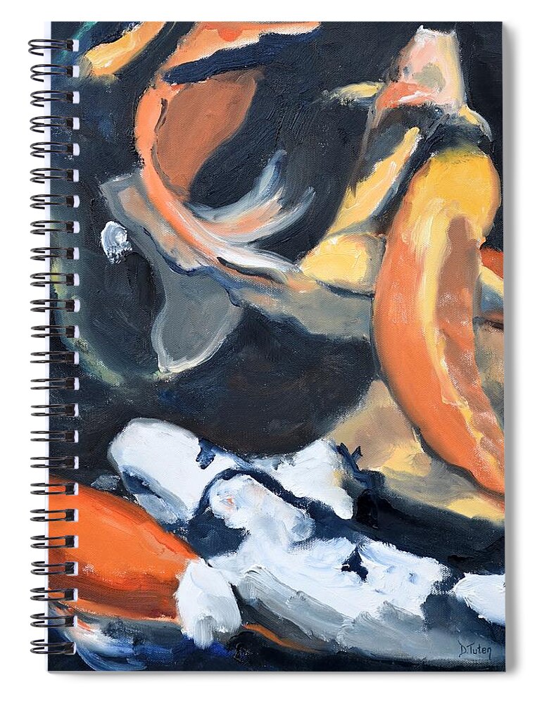 Koi Spiral Notebook featuring the painting Graceful Koi Fish Painting by Donna Tuten