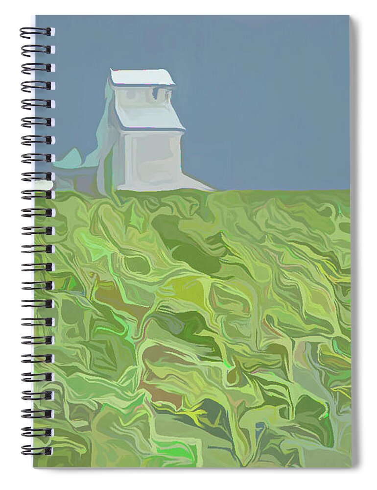 Grain Elevator Spiral Notebook featuring the digital art Grain ELevator Abstract by Cathy Anderson
