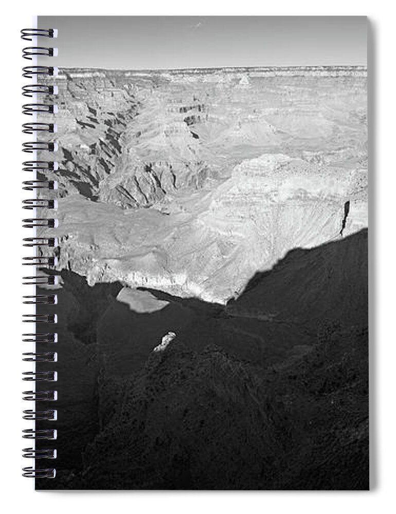 Grand Spiral Notebook featuring the photograph Grand Canyon Black and White Panorama by Chance Kafka
