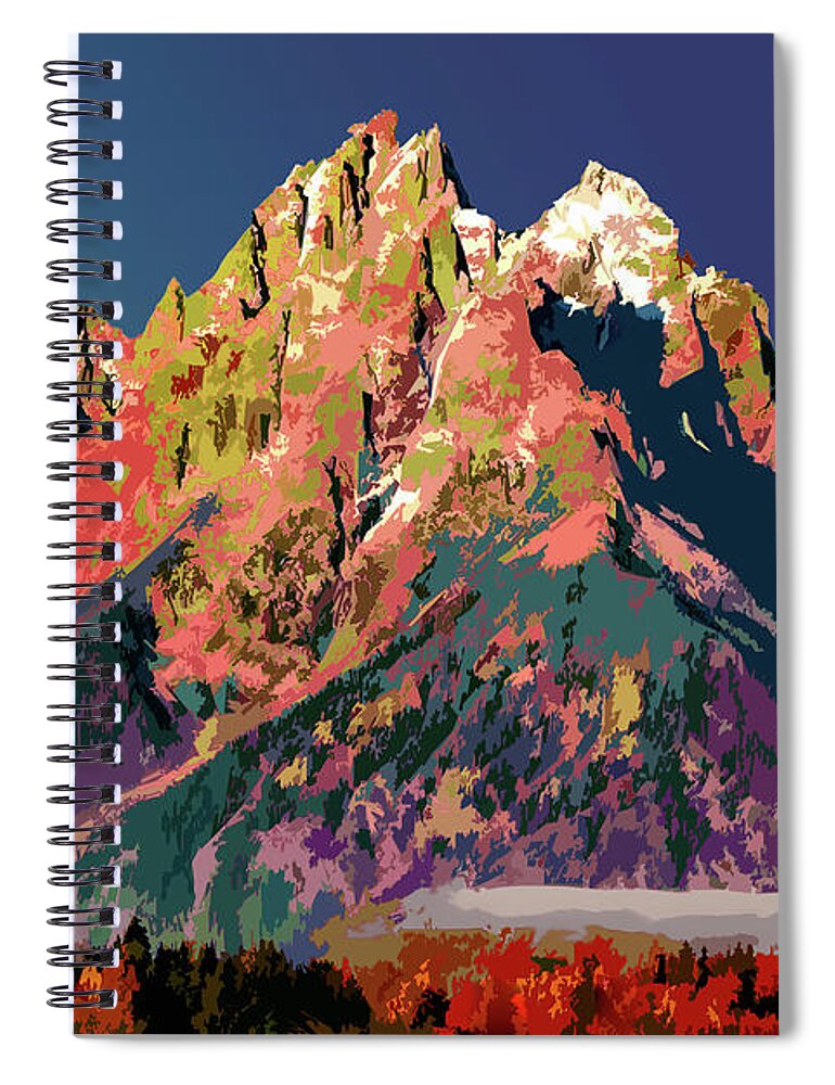 Teton Spiral Notebook featuring the digital art Grand Teton National Park by Chuck Mountain