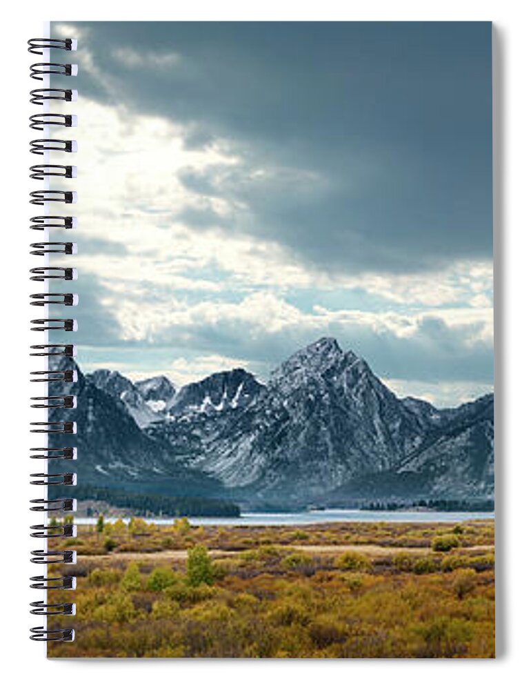 Scenics Spiral Notebook featuring the photograph Grand Tetons In Dramatic Light by Ed Freeman