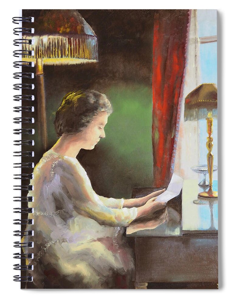 Nostalgic Spiral Notebook featuring the painting Grandmother's Letter by David Bader
