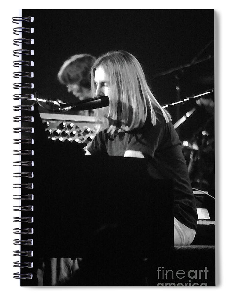 Grateful Dead Spiral Notebook featuring the photograph Grateful Dead Concert Brent Mydland Black and White by Susan Carella