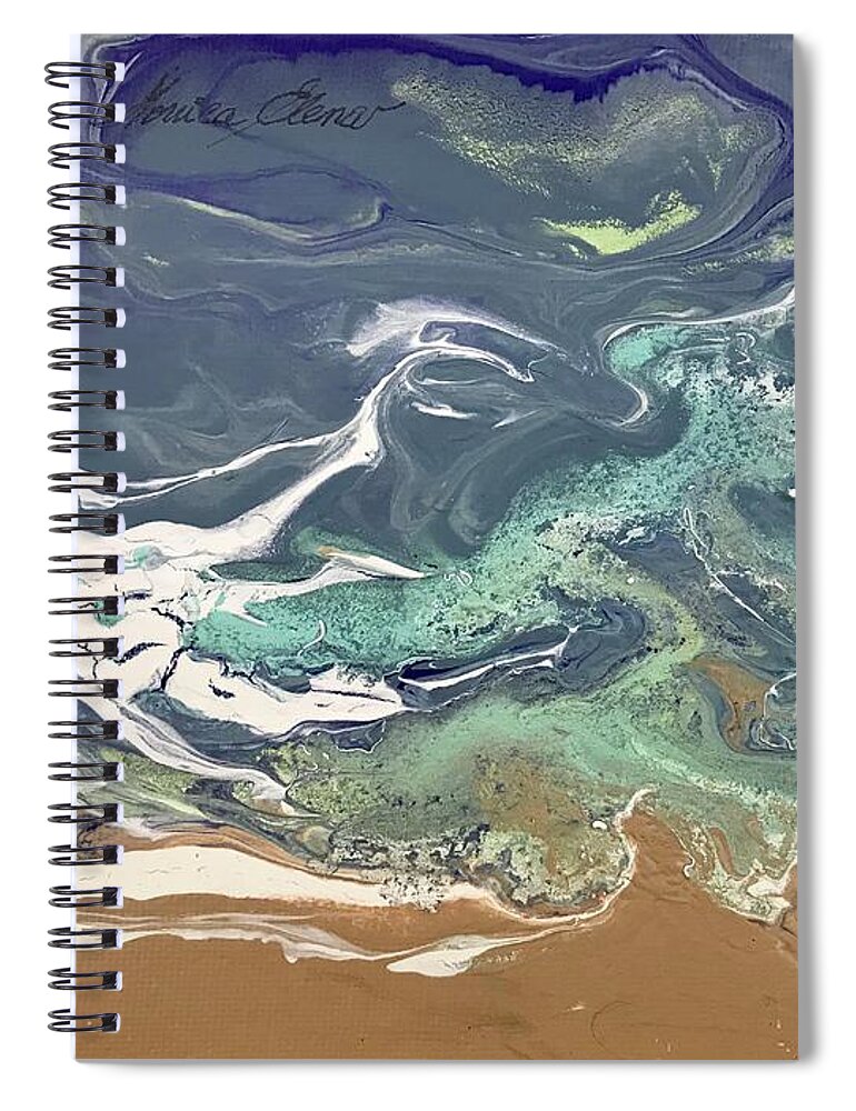 Shore Spiral Notebook featuring the painting Grateful for the tide by Monica Elena