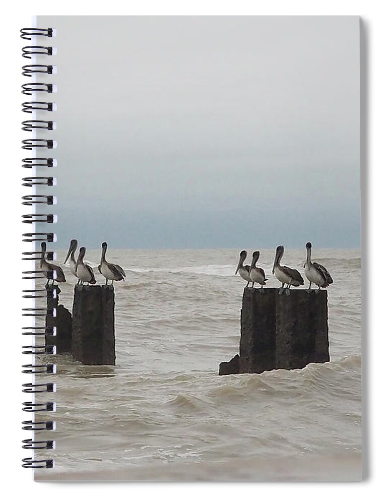 Water Spiral Notebook featuring the photograph Gray Day over the Gulf by Jerry Connally