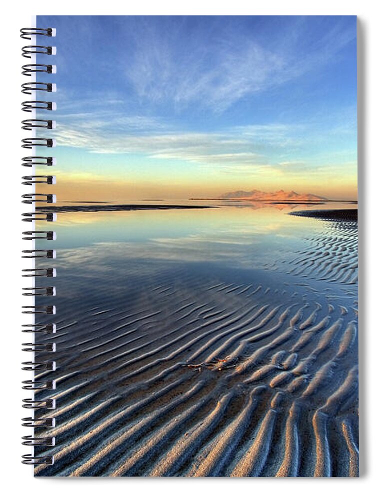 Utah Spiral Notebook featuring the photograph Great Salt Lake Shoreline Sunset - Great Salt Lake, Utah by Brett Pelletier