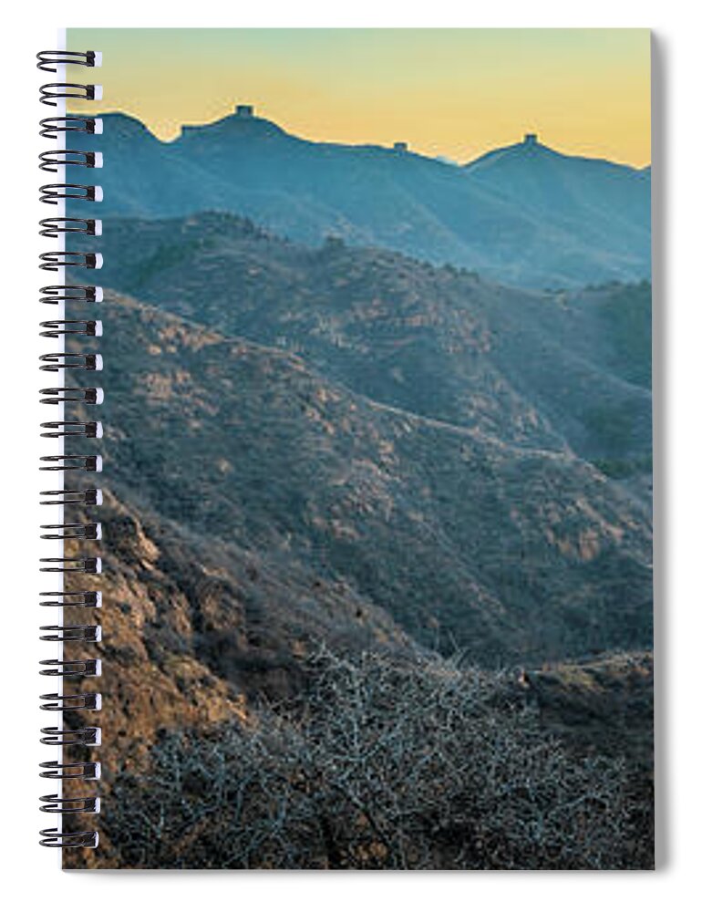 Asia Spiral Notebook featuring the photograph Great Wall Panorama by Inge Johnsson