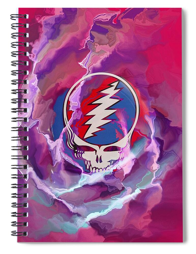 Grateful Dead Spiral Notebook featuring the digital art Greatful Rose by David Lane