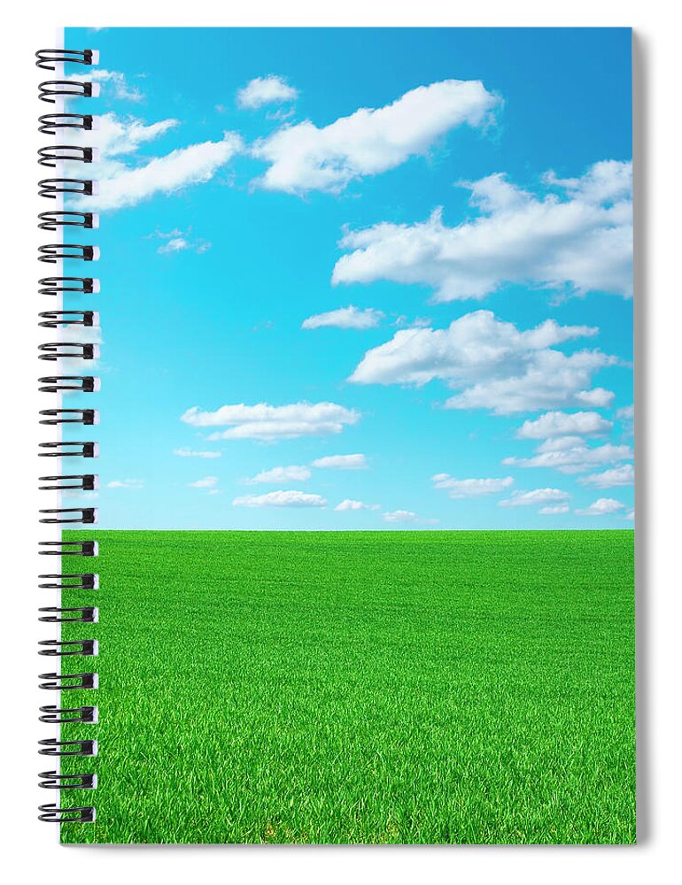 Grass Spiral Notebook featuring the photograph Green Grass And Cloudy Sky by Dra schwartz