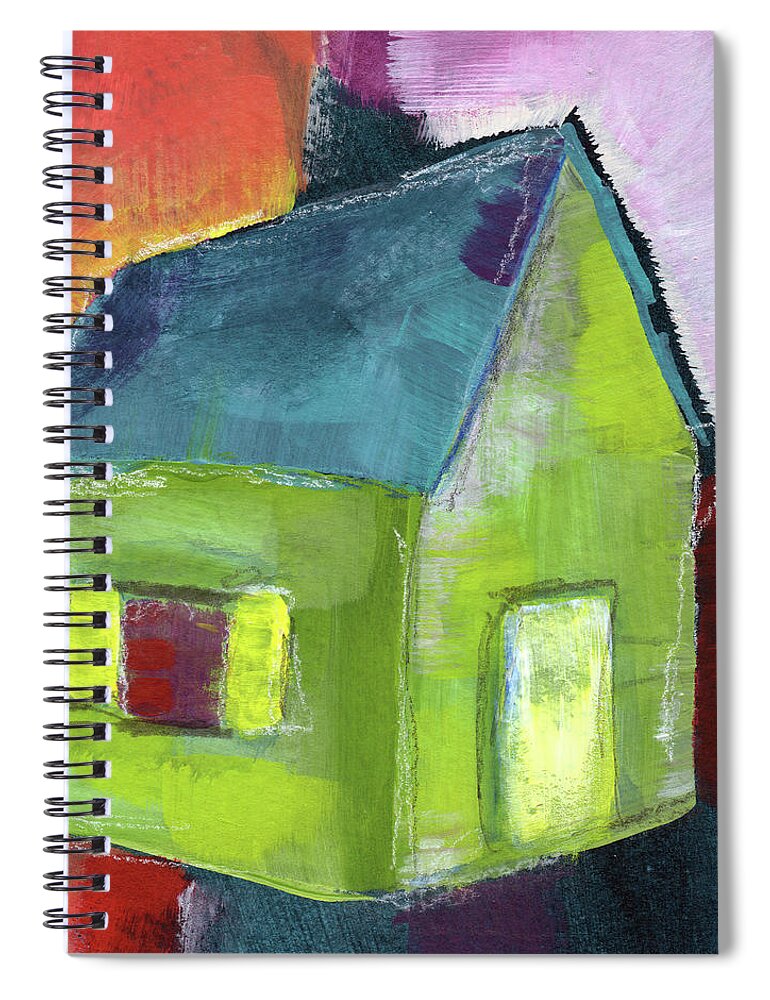 House Spiral Notebook featuring the painting Green House- Art by Linda Woods by Linda Woods