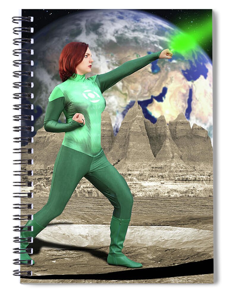 Green Spiral Notebook featuring the photograph Green Moon Beam by Jon Volden