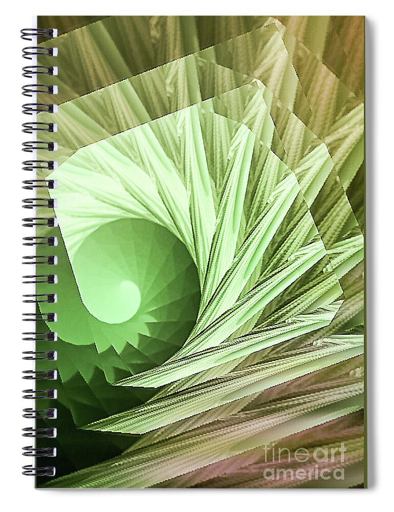 Seashell Spiral Notebook featuring the digital art Green Seashell by Toni Somes
