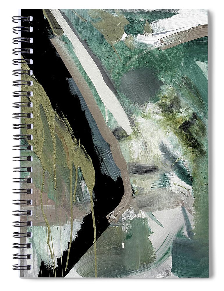  Spiral Notebook featuring the painting green stripe II by John Gholson