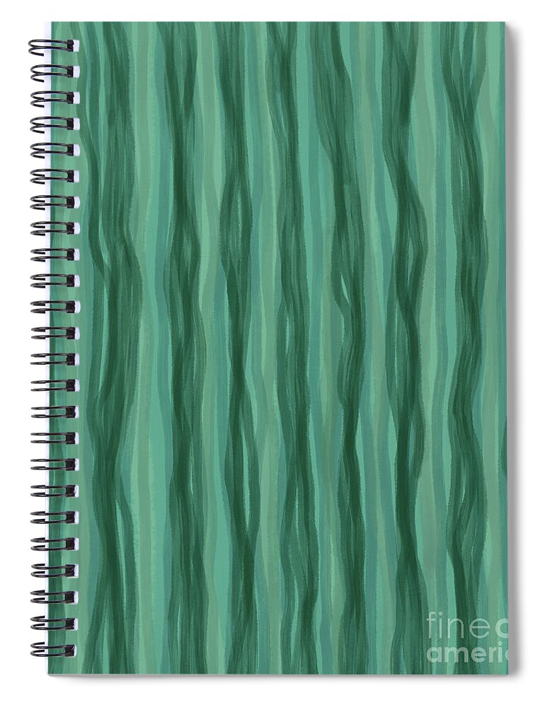 Green Stripes Spiral Notebook featuring the digital art Green Stripes by Annette M Stevenson