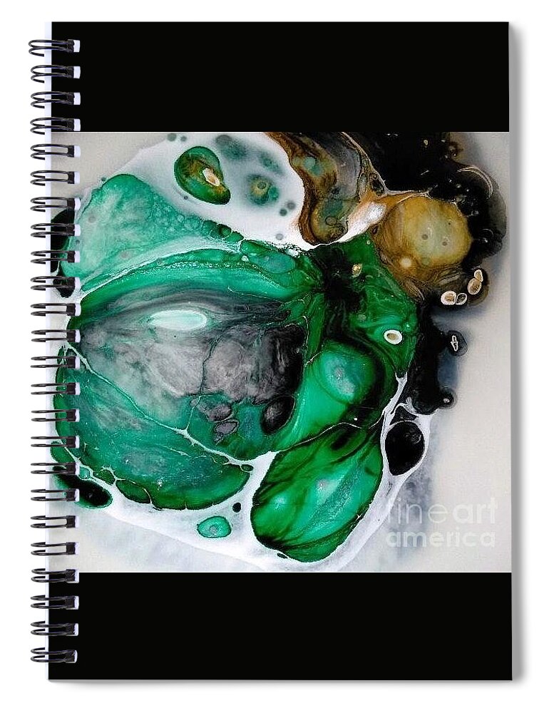 Abstract Art Spiral Notebook featuring the painting Greenerage by Sonya Walker