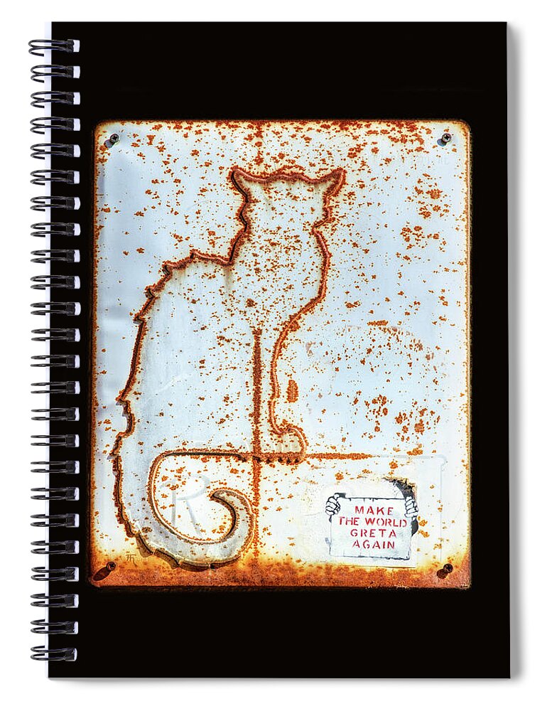 Corrosion Spiral Notebook featuring the photograph Greta the Cat by Micah Offman