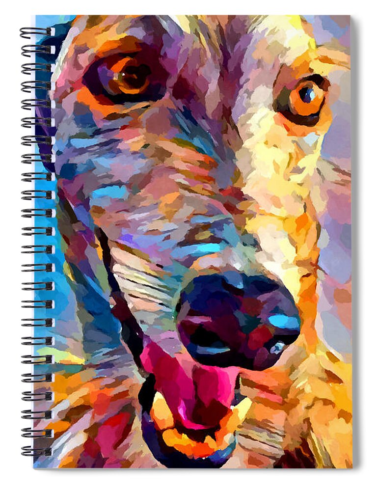 Dog Spiral Notebook featuring the painting Greyhound by Chris Butler