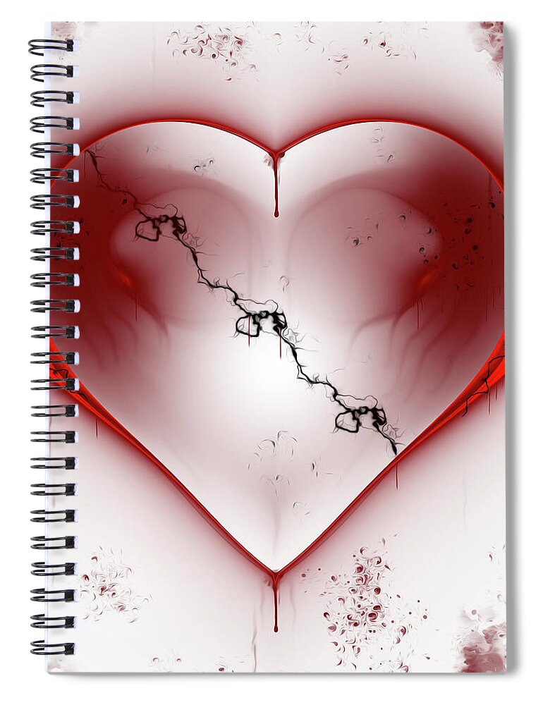 Heart Spiral Notebook featuring the digital art Grief by Brandi Untz