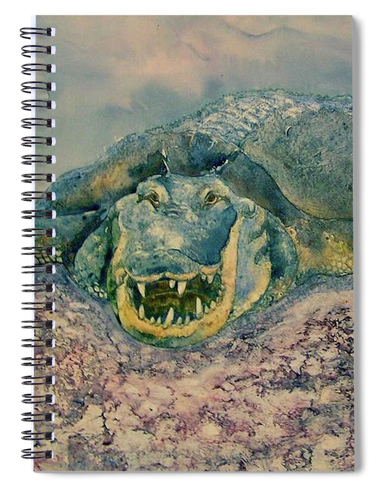 Alligator Spiral Notebook featuring the painting Grinning Gator by Amy Stielstra