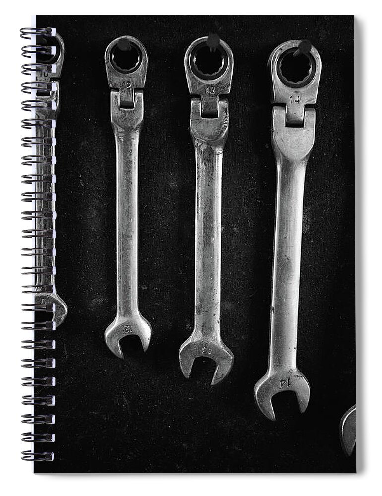 Tools Spiral Notebook featuring the photograph Group of Steel spanners by Michalakis Ppalis