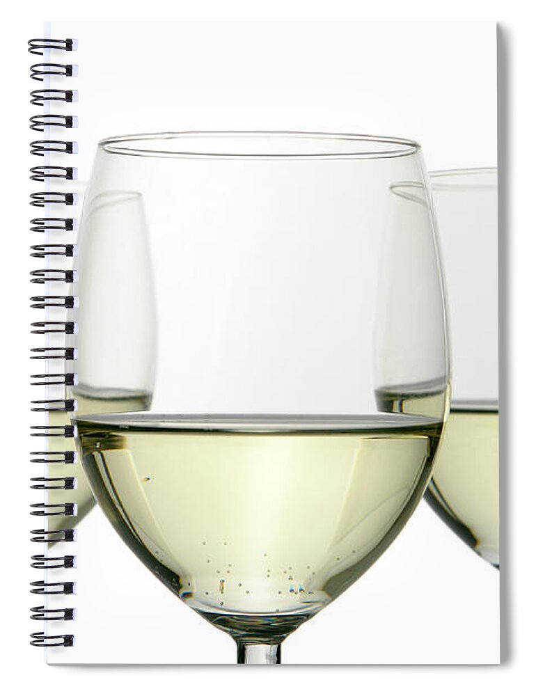 White Background Spiral Notebook featuring the photograph Group Of Three Wine Glasses Isolated On by Domin domin