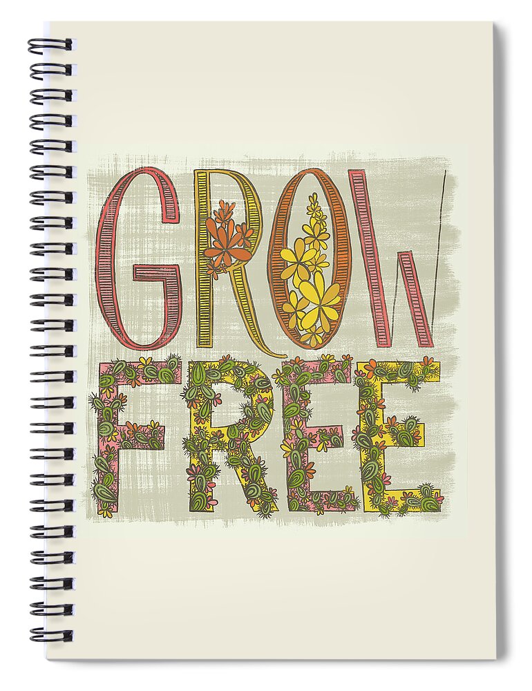 Cacti Spiral Notebook featuring the painting Grow Free Flowering Cacti by Jen Montgomery