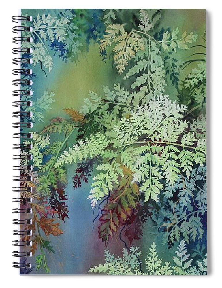 Rainforest Spiral Notebook featuring the painting Veils of Palapalai by Kelly Miyuki Kimura