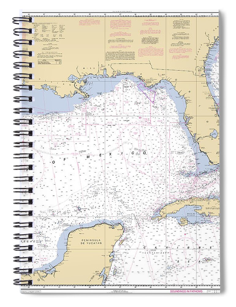 411 Spiral Notebook featuring the digital art Gulf of Mexico, NOAA Chart 411 by Nautical Chartworks
