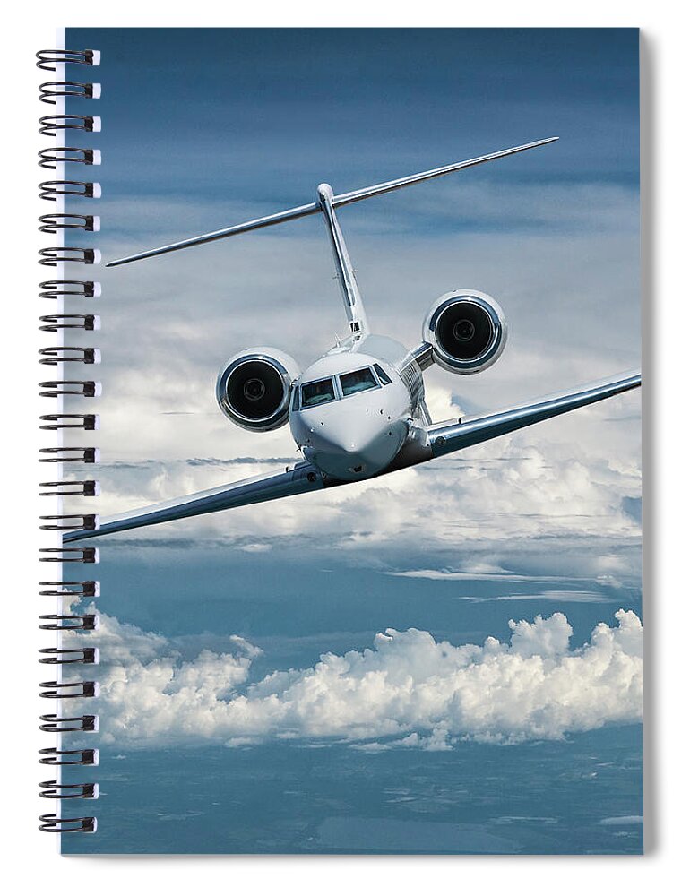Gulfstream V Business Jet Spiral Notebook featuring the mixed media Gulfstream V Business Jet by Erik Simonsen