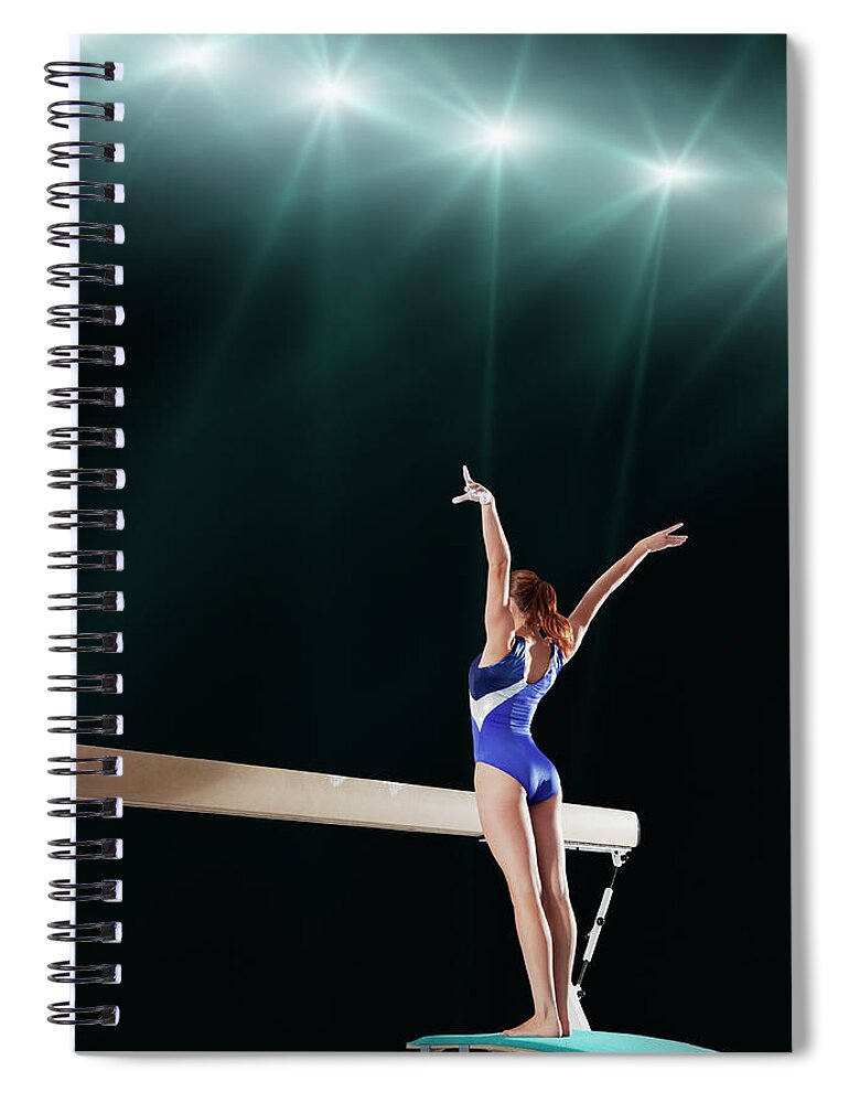 Human Arm Spiral Notebook featuring the photograph Gymnast Competing On Balance Beam by Robert Decelis Ltd