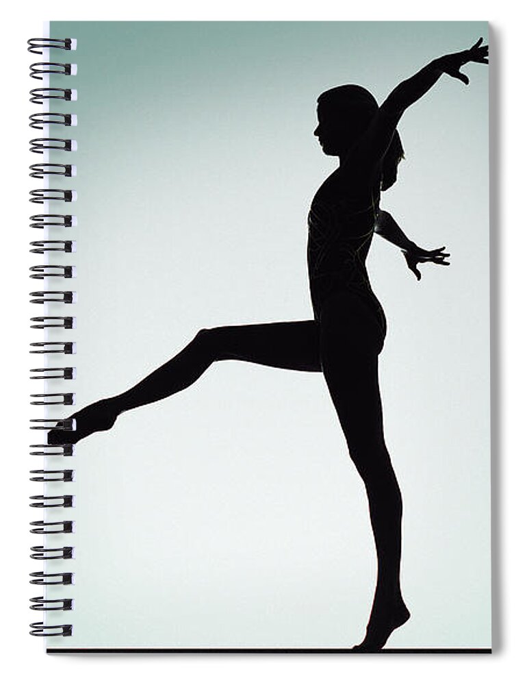 White Background Spiral Notebook featuring the photograph Gymnast On Balance Beam by Digital Vision.