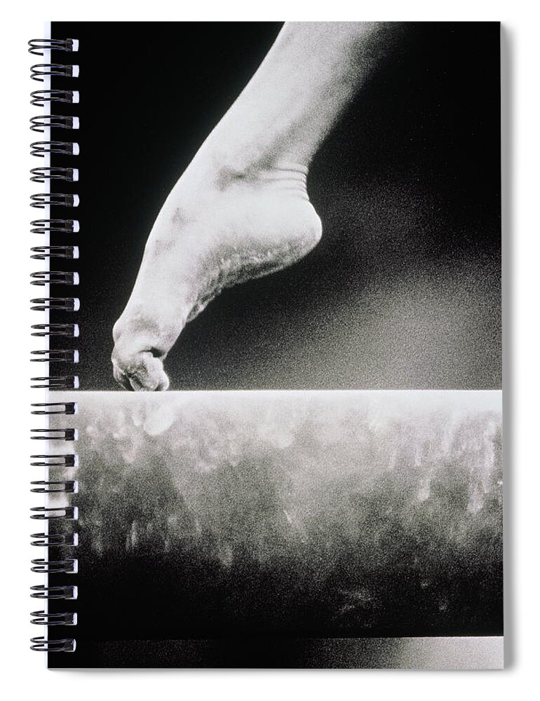 14-15 Years Spiral Notebook featuring the photograph Gymnastics, Girls Foot On Balance Beam by David Madison
