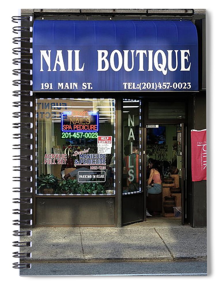 America Spiral Notebook featuring the photograph Hackensack, NJ - Nail Shop 2018 by Frank Romeo