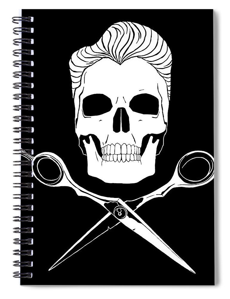 Skull Spiral Notebook featuring the painting Hairy Cutter by Yom Tov Blumenthal
