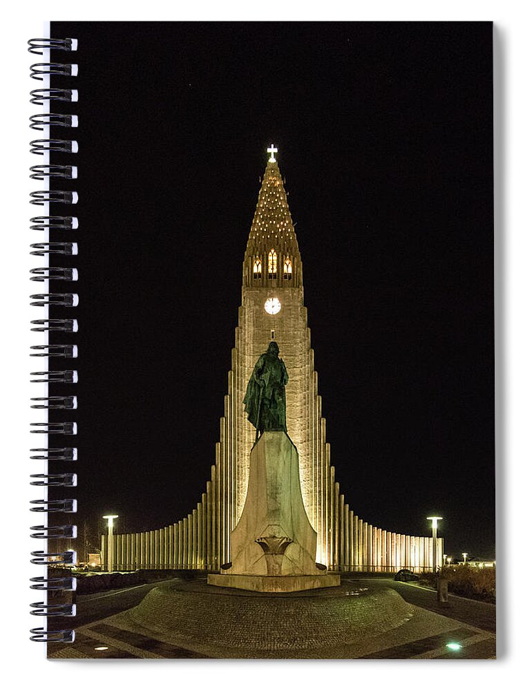 Hallgrimskirkja Spiral Notebook featuring the photograph Hallgrimskirkja Church 1 by Nigel R Bell