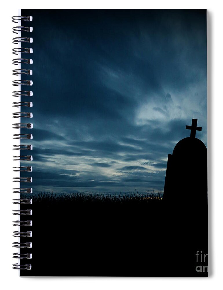 Halloween Spiral Notebook featuring the photograph Halloween graveyard background by Jelena Jovanovic