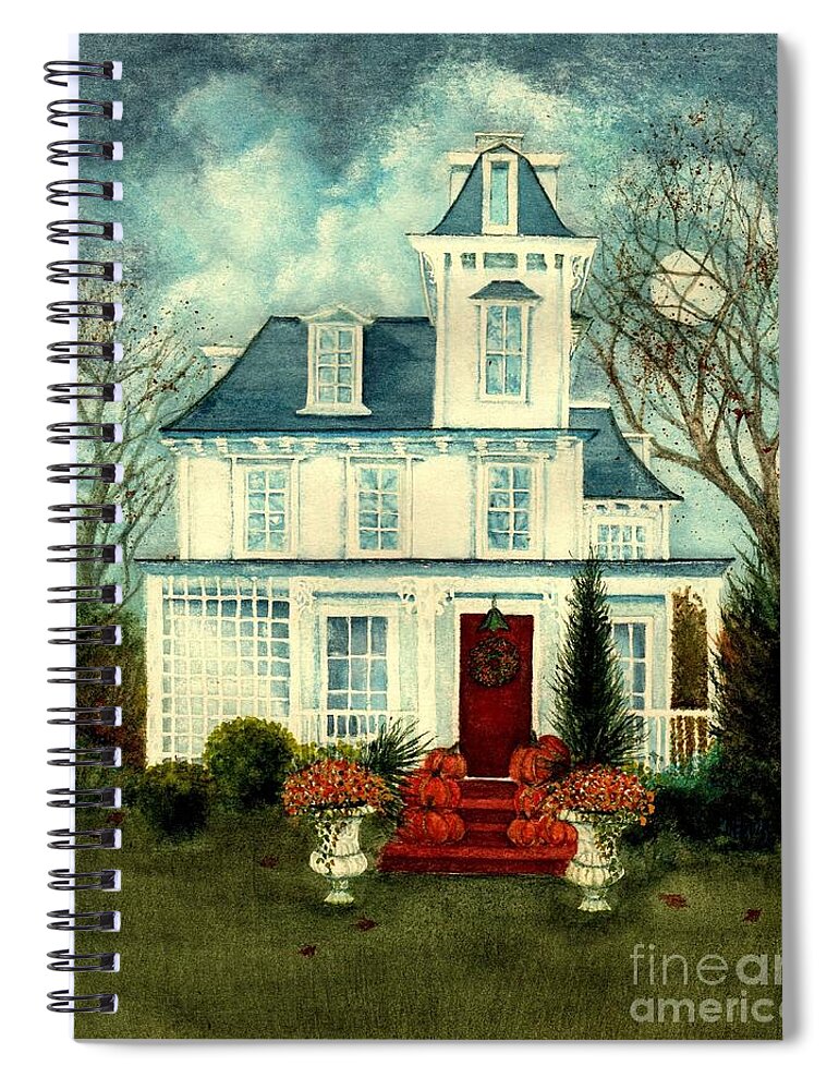 Halloween Spiral Notebook featuring the painting Hallow's Eve by Janine Riley
