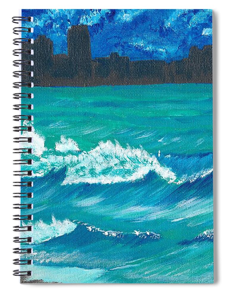 Wave Spiral Notebook featuring the painting Hamilton Beach by David Bigelow