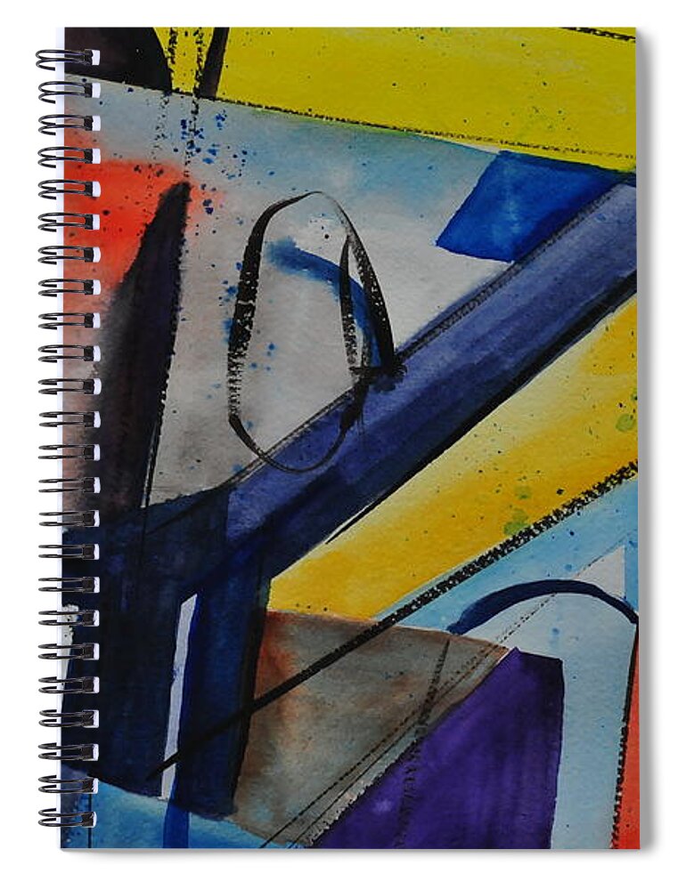 Abstract Spiral Notebook featuring the painting Happenstance by John W Walker