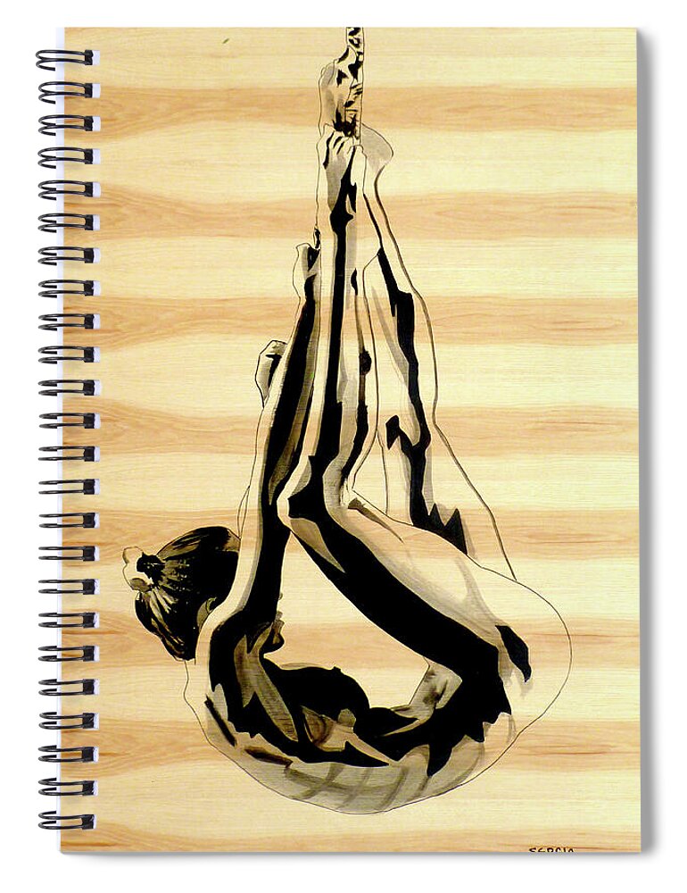 Woman Spiral Notebook featuring the painting Hanging on by Sergio Gutierrez