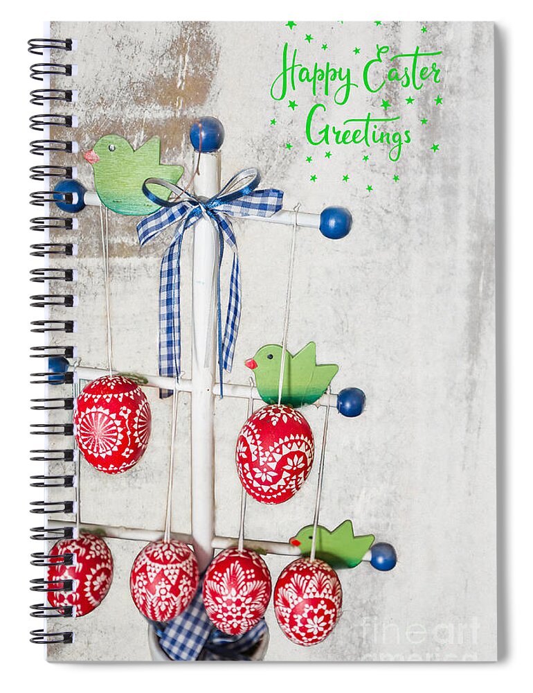 Easter Spiral Notebook featuring the mixed media Happy Easter Greetings by Eva Lechner