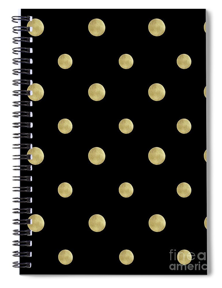 Happy Polka Dots Gold on Black #1 #decor #art Spiral Notebook by