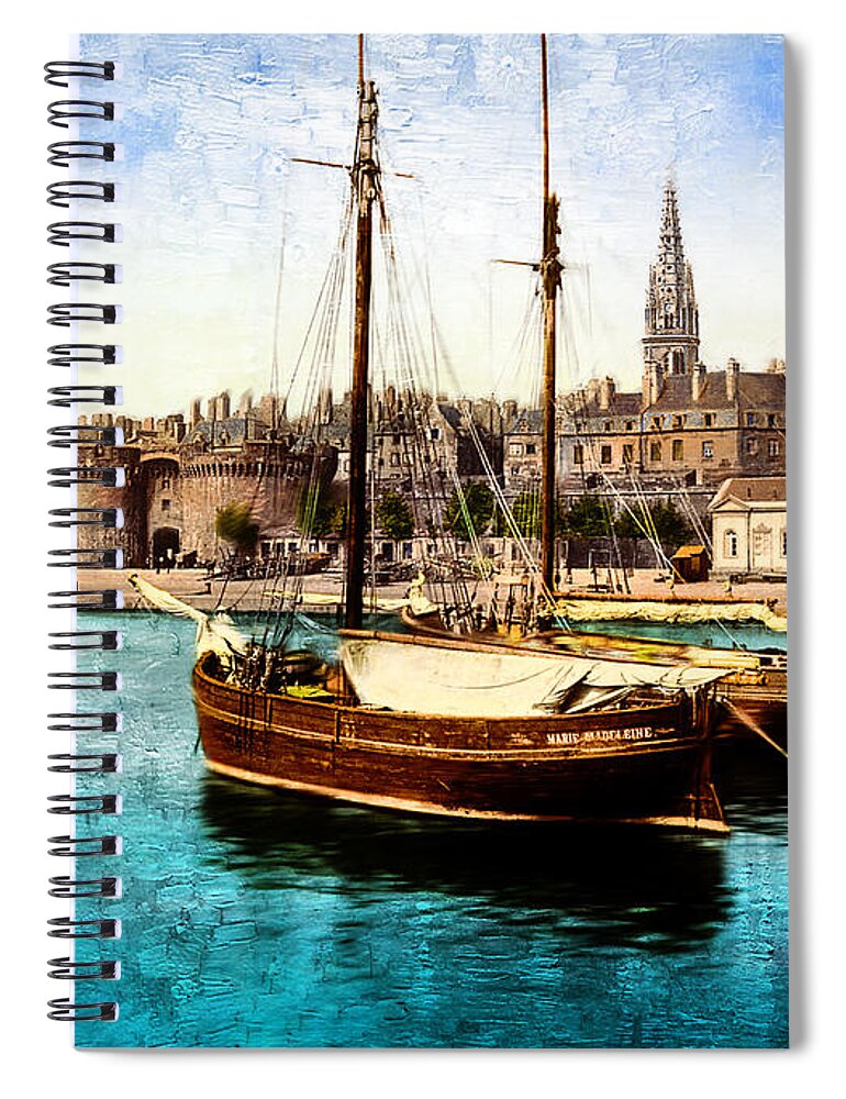 France Spiral Notebook featuring the photograph Harbor St Malo France by Carlos Diaz
