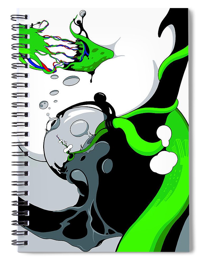 Vines Spiral Notebook featuring the drawing Hardwired by Craig Tilley